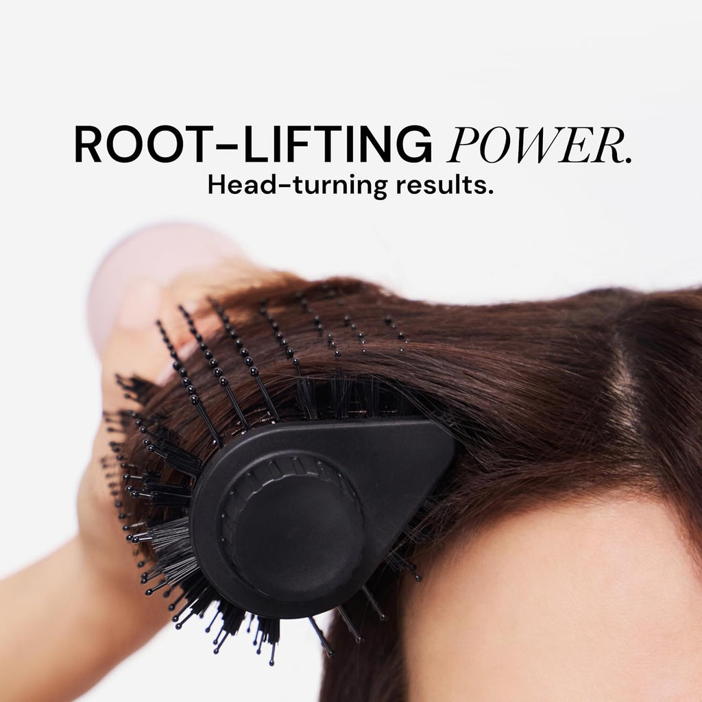 Le Volume Elevé 65MM 2-In-1 Titanium Brush Dryer | Dry and Style | Unique Teardrop Shape Barrel | 3 Heat Settings | 360° Vented Airflow | Ionic Technology for Frizz-Free Styling (Blush)