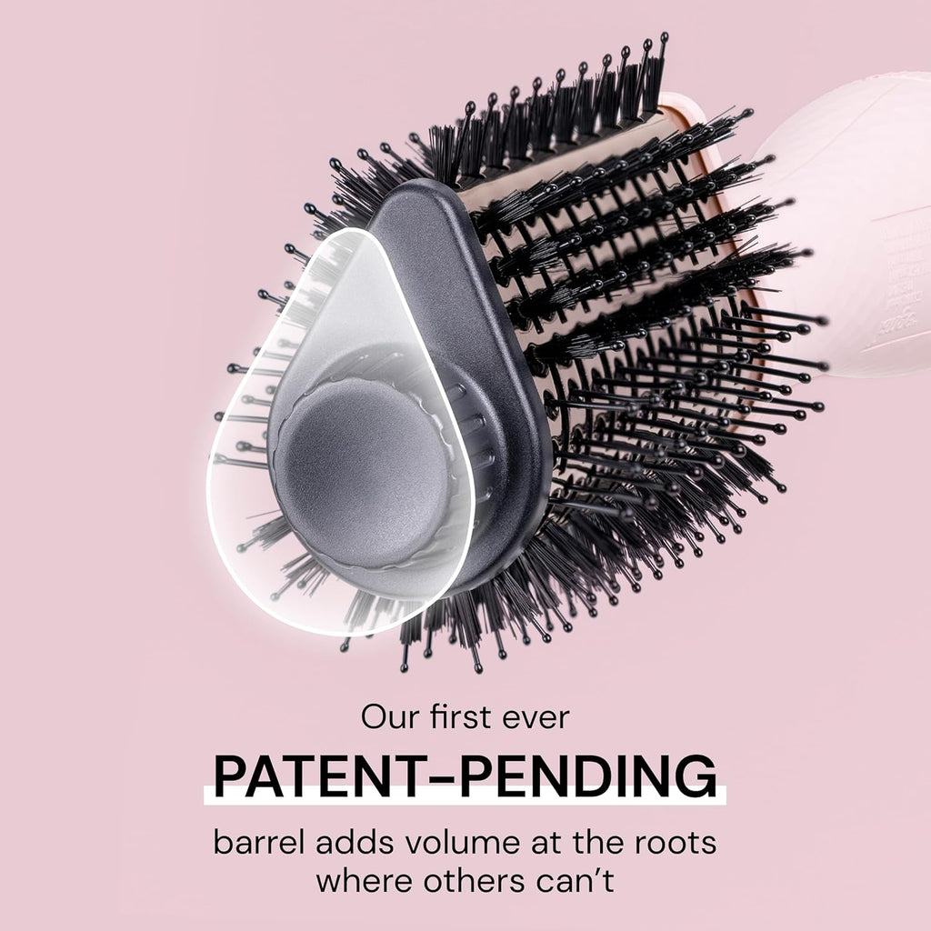 Le Volume Elevé 65MM 2-In-1 Titanium Brush Dryer | Dry and Style | Unique Teardrop Shape Barrel | 3 Heat Settings | 360° Vented Airflow | Ionic Technology for Frizz-Free Styling (Blush)