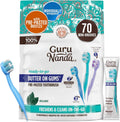 Ready-To-Go Disposable Mini Travel Toothbrush - Butter on Gums Softex Bristles, Prepasted Toothbrush & Toothpick - Fluoride-Free, No Rinsing Needed, Individually Wrapped, 70 Ct