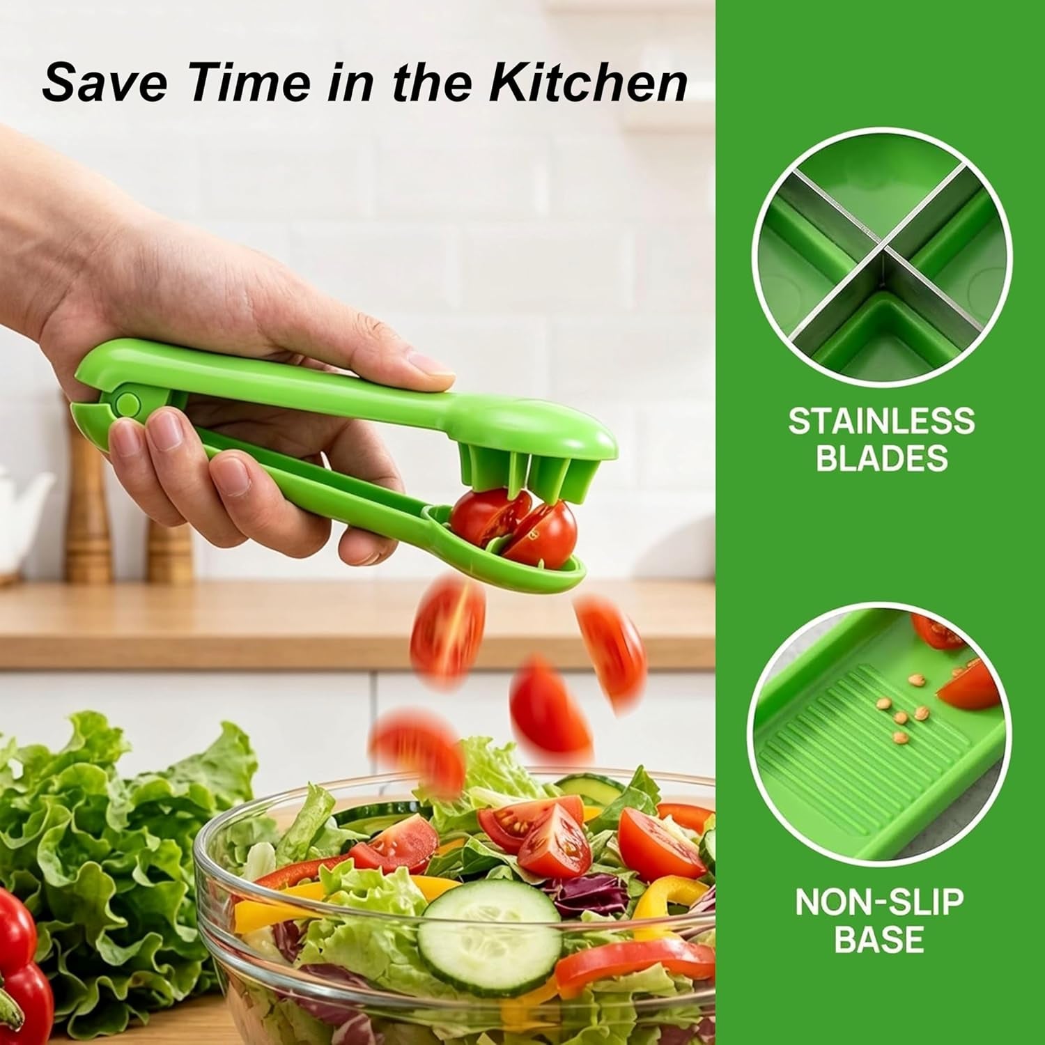 Grape Cutter Slicer, 2026 New Fruit Slicer Cuts Cherry Tomatoes & Strawberries into 4 Pieces for Vegetable Fruit Salad, Quarter Grape Slicer Kitchen Gadget (1 Pcs)