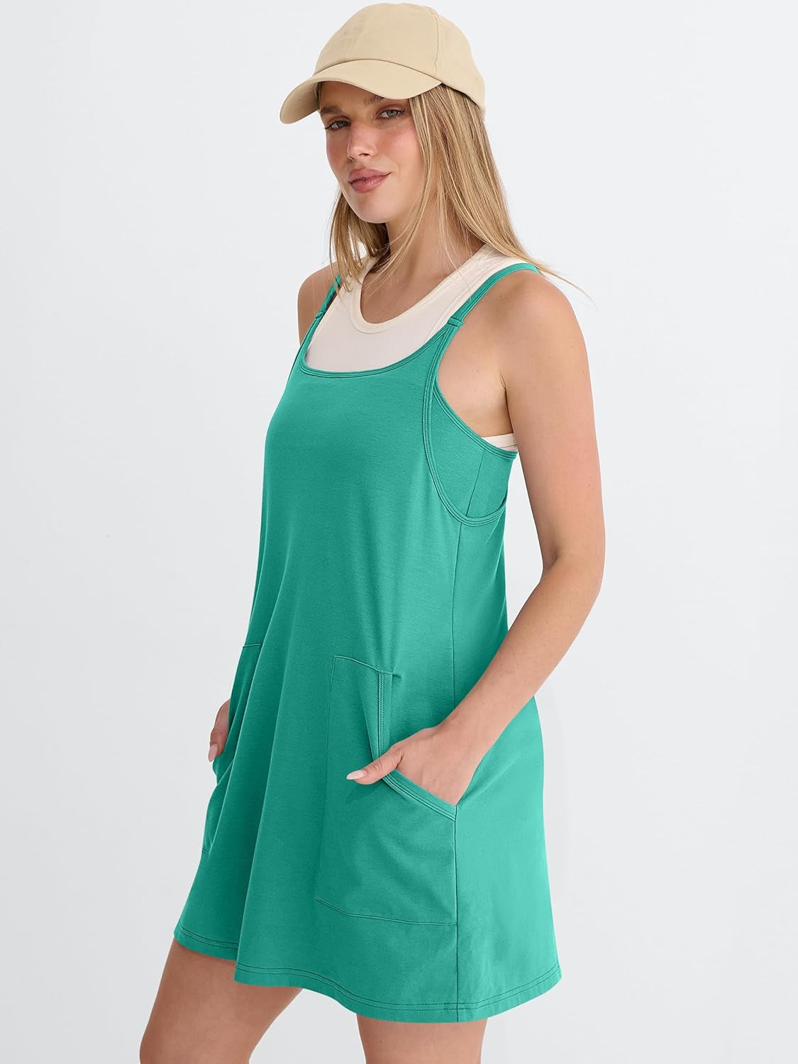 Women Athletic Tennis Dress 2026 Summer Square Neck Active Romper Built in Shorts Casual Athleisure Mini Dresses