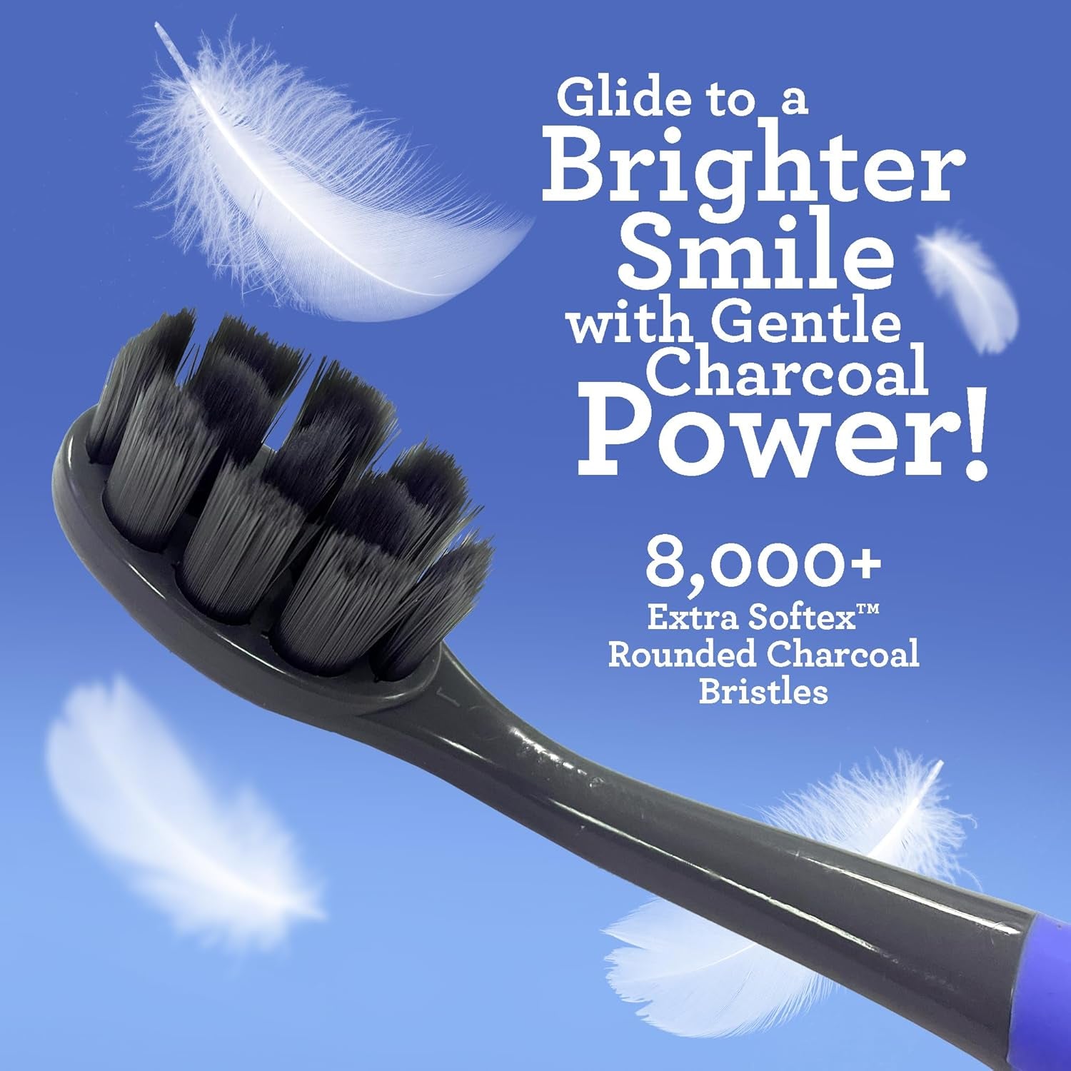 Butter on Gums Charcoal Toothbrush - 8000+ Softextm Bristles for Sensitive Teeth & Gums, Aids in Teeth Whitening, Extra Soft (6 Count)