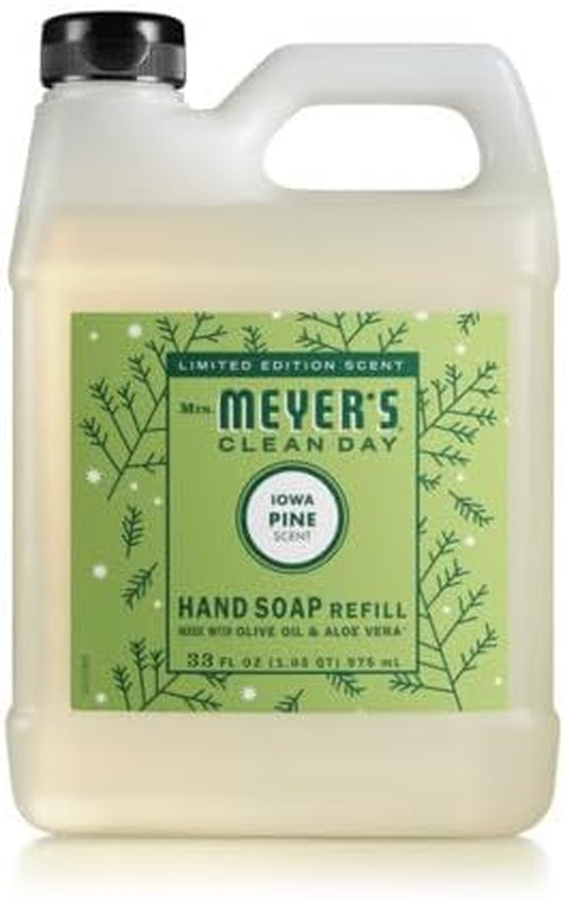 Mrs. MEYER'S Clean Day Iowa Pine Scent Variety Pack, Hand Soap 12.5 OZ, Dish Soap 16 OZ, Multi-Surface Cleaner 16 OZ, Room Freshener 8 OZ, Liquid Hand Soap Refill 33 OZ, 1 CT