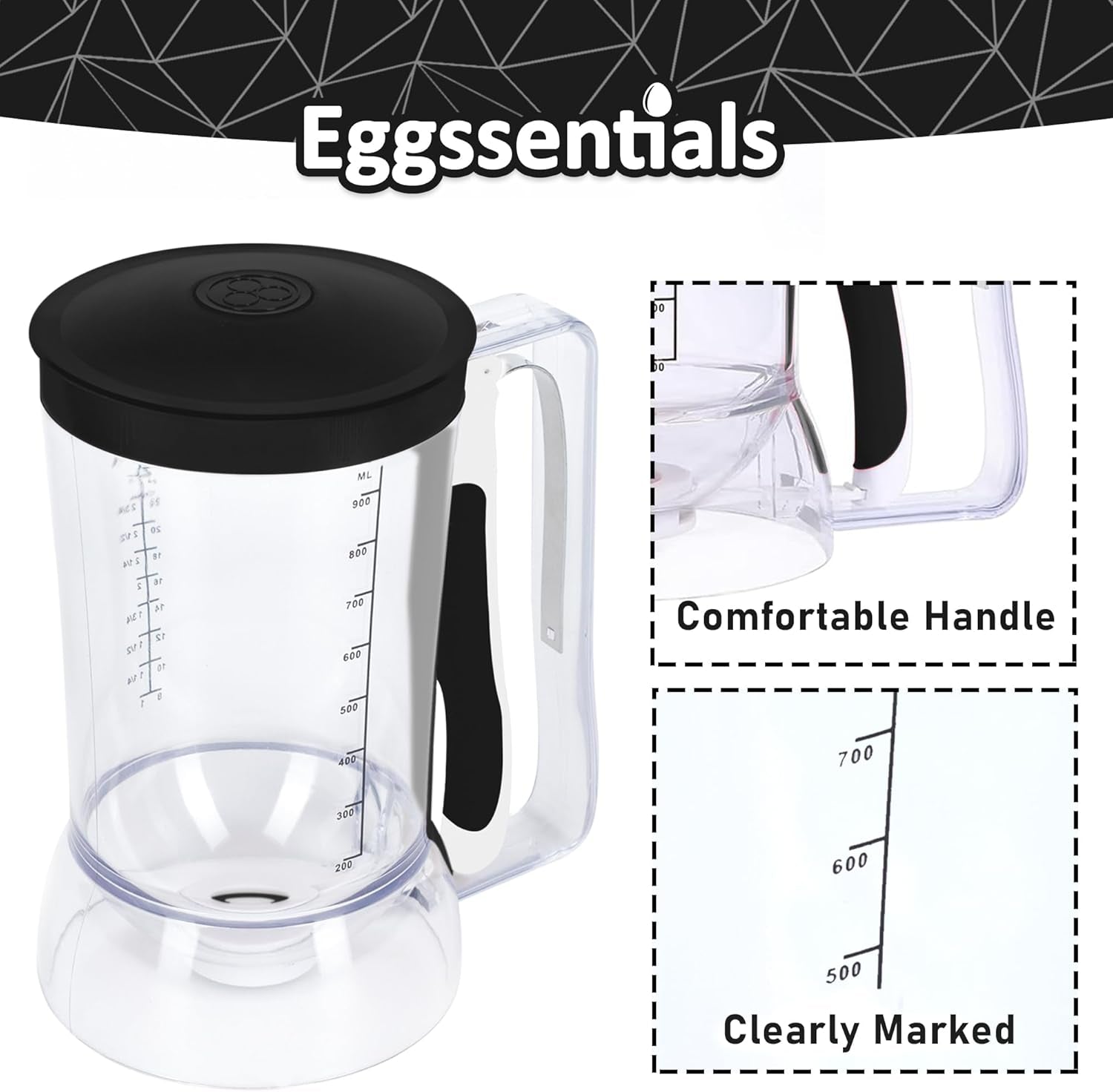 – Pancake Batter Dispenser, Batter Dispenser with Squeeze Handle Mess-Free, Cupcakes, Waffles & More – Durable, Easy-Pour Pancake Dispenser Bottle for Smooth Baking