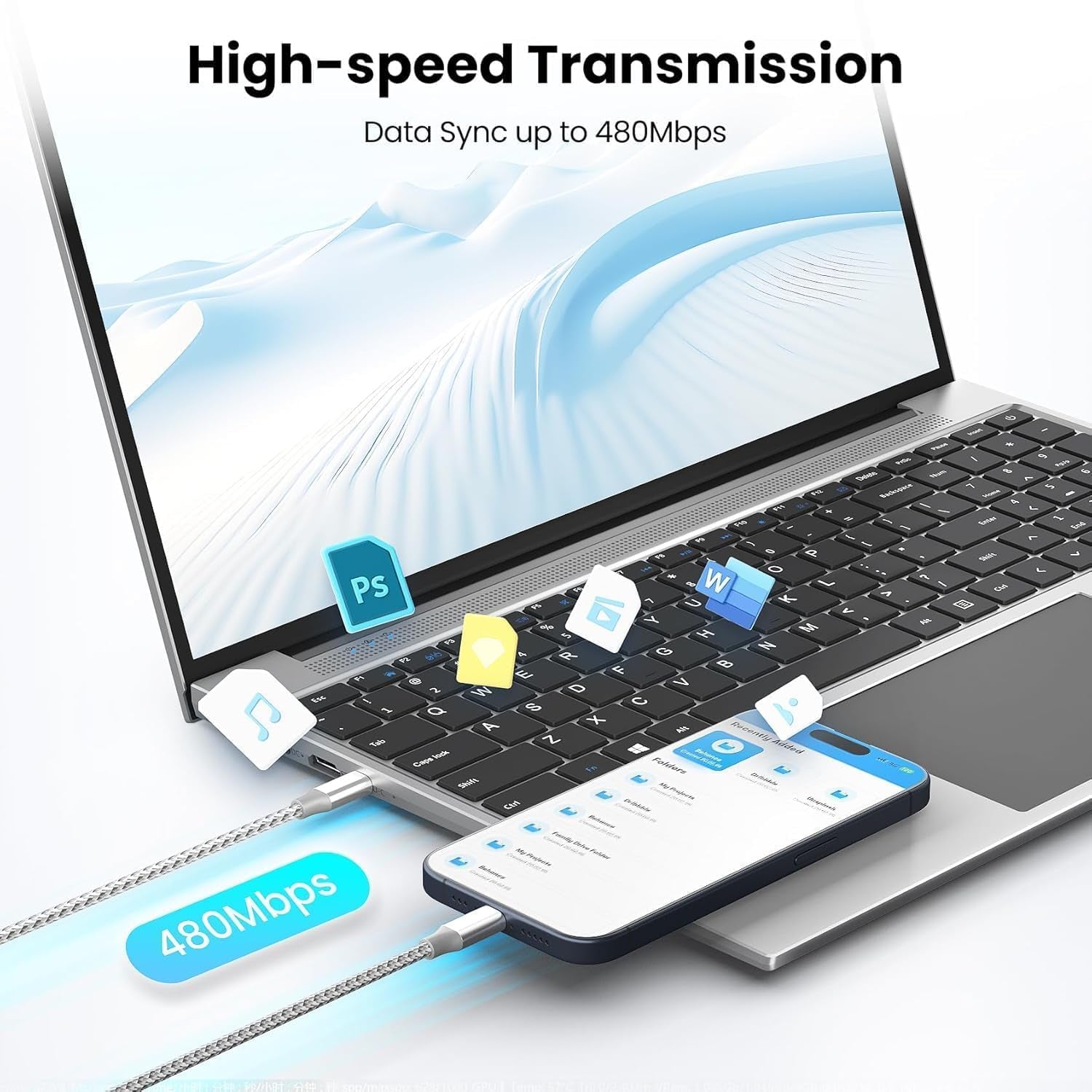 USB C Cable，3 Pack 10FT 60W Fast Charging USB C to USB C Cable, Durable Type C Charger Cable for Iphone 17/16/15/Ipad Macbook Carplay and More-Grey White
