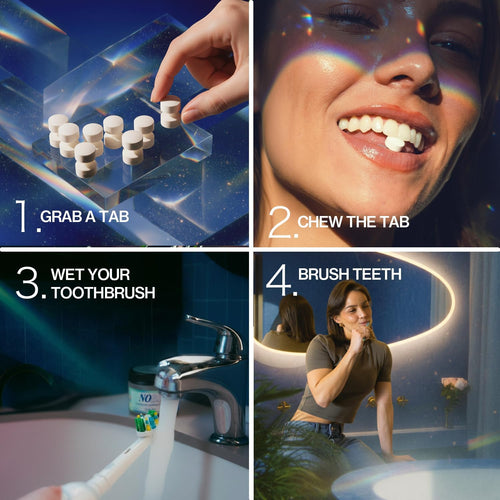 (No Bad Stuff) Toothpaste Tablets - Nano Hydroxyapatite, Fluoride & Plastic Free, Eco & Travel Friendly - Remineralize with NHA (3 Month)