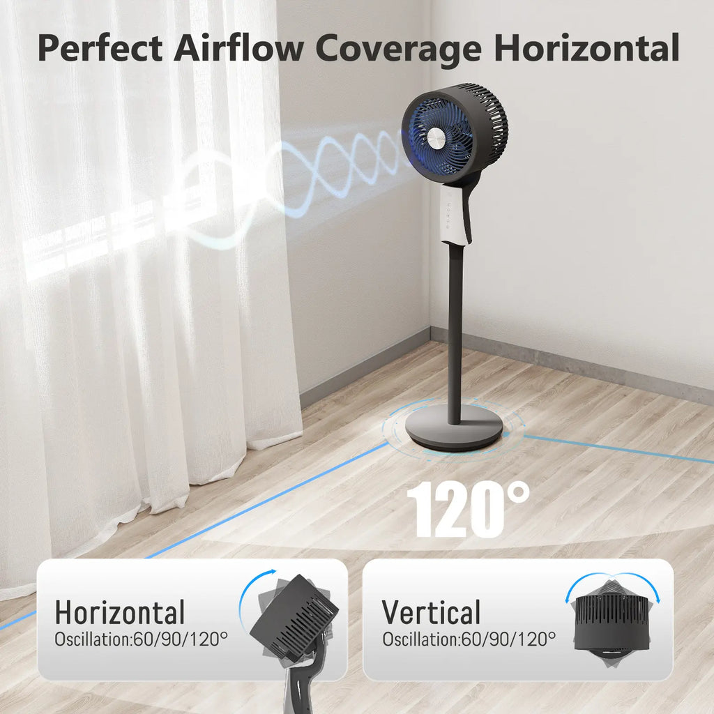 TMWINGS Pedestal Fan for Bedroom, 90Ft High Velocity Pedestal Fan for Large Rooms & Garages, 32 Speeds 3 Modes, Oscillating with Remote, 12H Timer – for Bedroom Living Office