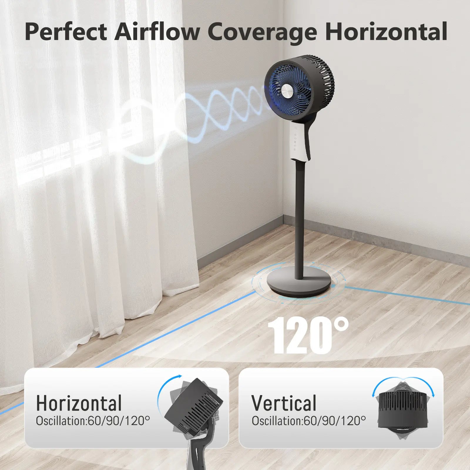 TMWINGS Pedestal Fan for Bedroom, 90Ft High Velocity Pedestal Fan for Large Rooms & Garages, 32 Speeds 3 Modes, Oscillating with Remote, 12H Timer – for Bedroom Living Office