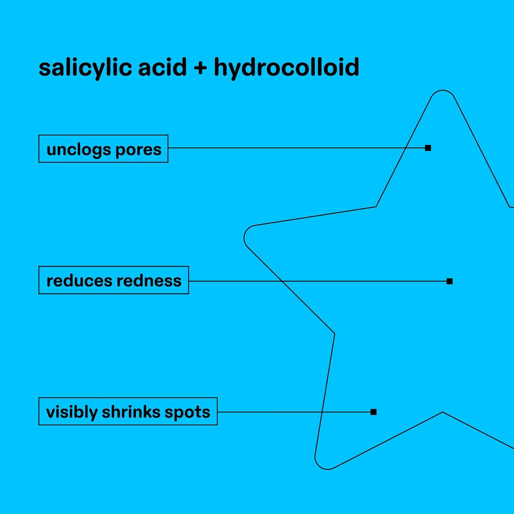 Hydro-Star Salicylic Acid Patches + Big Blue Compact, Helps Unclog Pores and Shrink Spots, Absorb Fluid and Reduce Redness, Hydrocolloid, Vegan and Cruelty-Free Skincare (32 Count)