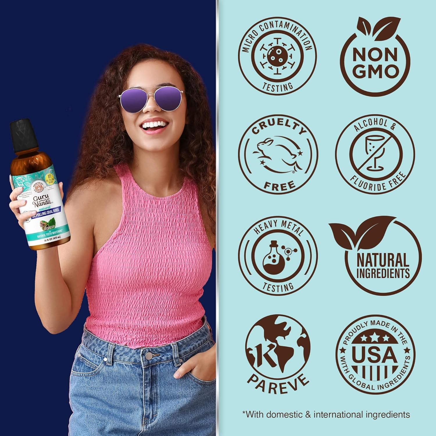 Cocomint Oil Pulling Mouthwash for Complete Oral Hygiene, 7 Essential Oils & Vitamins for Happy Teeth & Gums & Fresh Breath, Alcohol-Free, 16 Oz
