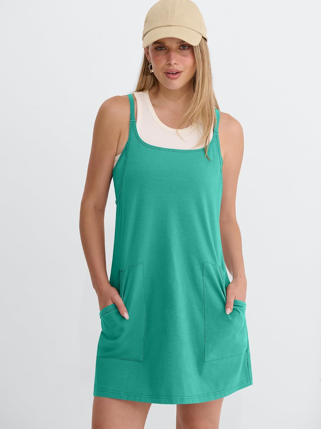 Women Athletic Tennis Dress 2026 Summer Square Neck Active Romper Built in Shorts Casual Athleisure Mini Dresses