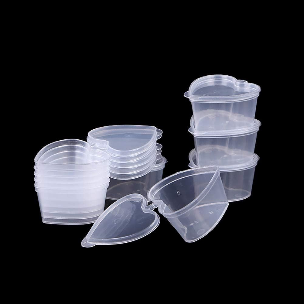 30 Pcs 45Ml Heart Shaped Slime Storage Containers Small Plastic Box with Lids Sauce Cups Souffle Cups