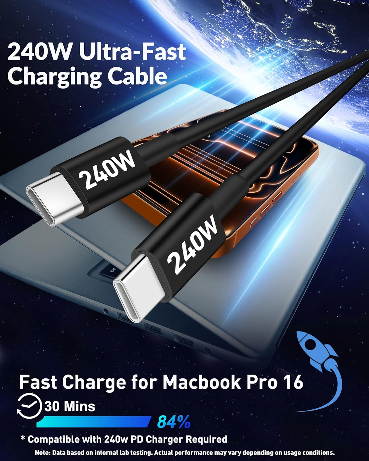 Iphone 17 16 15 Car Charger Fast Charging, 90W 4-Port USB C Fast Car Charger Cigarette Lighter Adapter with 240W 3FT USB-C Cable for Iphone 17/Air/17 Pro/17E/16/15 Pro Max/Plus/16E, Ipad, Android