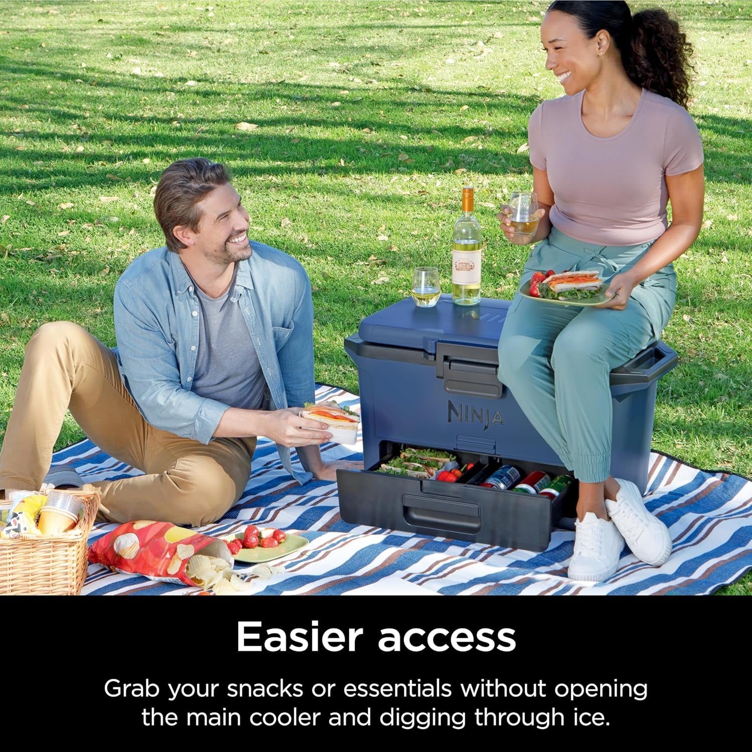 Ninja Frostvault 30Qt Hard Cooler with Dry Zone, Integrated Fridge-Temp Dry Storage Drawer