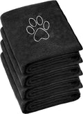 4 Pack Dog Towels for Drying Large Microfiber Grooming Tools Absorbent Soft Bath Supplies with Embroidered Paw for Small Medium Pet Products(16 X 32 Inch,Black)