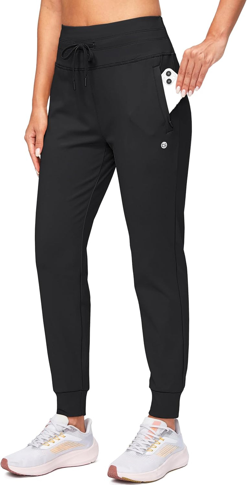 Women'S Fleece Lined Joggers High Waisted Water Resistant Thermal Winter Sweatpants Running Hiking Pockets