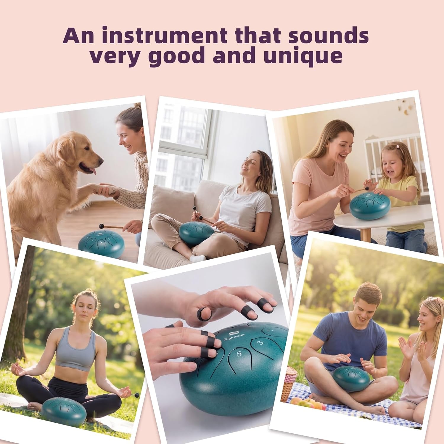 Rain Drum for outside Garden, 6 Inches 8 Notes Steel Tongue Drum Percussion，Windchimes Outdoors Waterproof Meditation Drums，Musical Gift Gift with Bag, Music Book, Drum Mallets