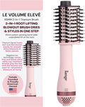 Le Volume Elevé 65MM 2-In-1 Titanium Brush Dryer | Dry and Style | Unique Teardrop Shape Barrel | 3 Heat Settings | 360° Vented Airflow | Ionic Technology for Frizz-Free Styling (Blush)