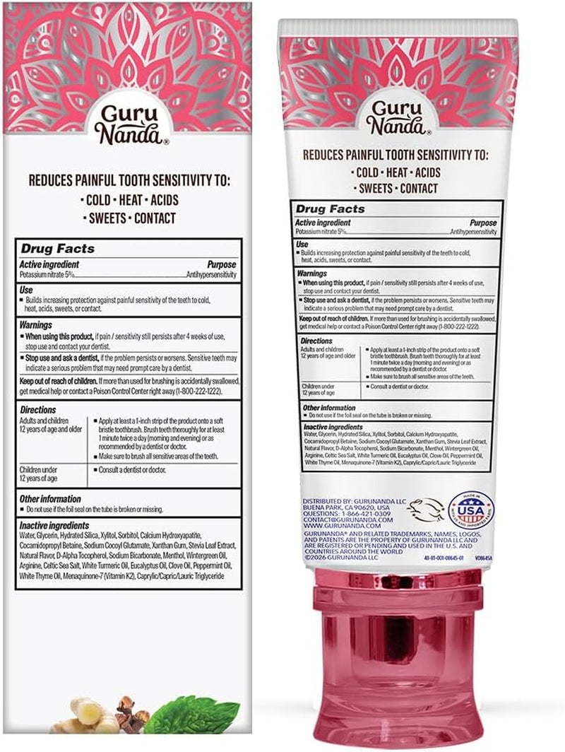 Sensitive Toothpaste – 5% Potassium Nitrate for Tooth Sensitivity Relief, with Nano-Hydroxyapatite,Xylitol & White Turmeric, with Toothpaste Squeezer, Natural Clove Mint, 4.2 Oz