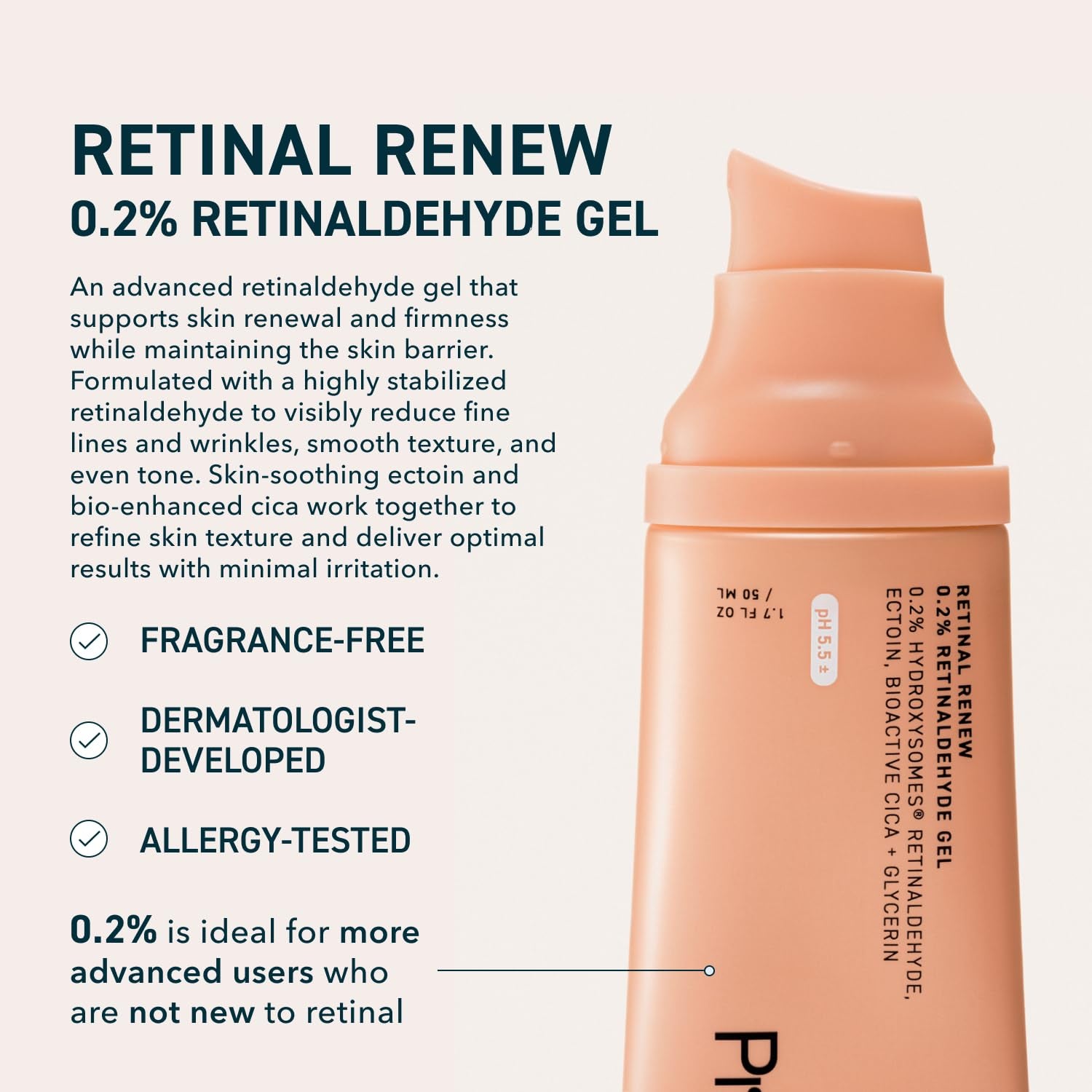 Skin Retinal Renew – 0.2% Retinaldehyde Gel with Ectoin, Cica & Jojoba Oil – Smooths Texture, Firms & Evens Tone – Supports Skin Barrier – Dermatologist Developed – Low-Irritation Retinoid