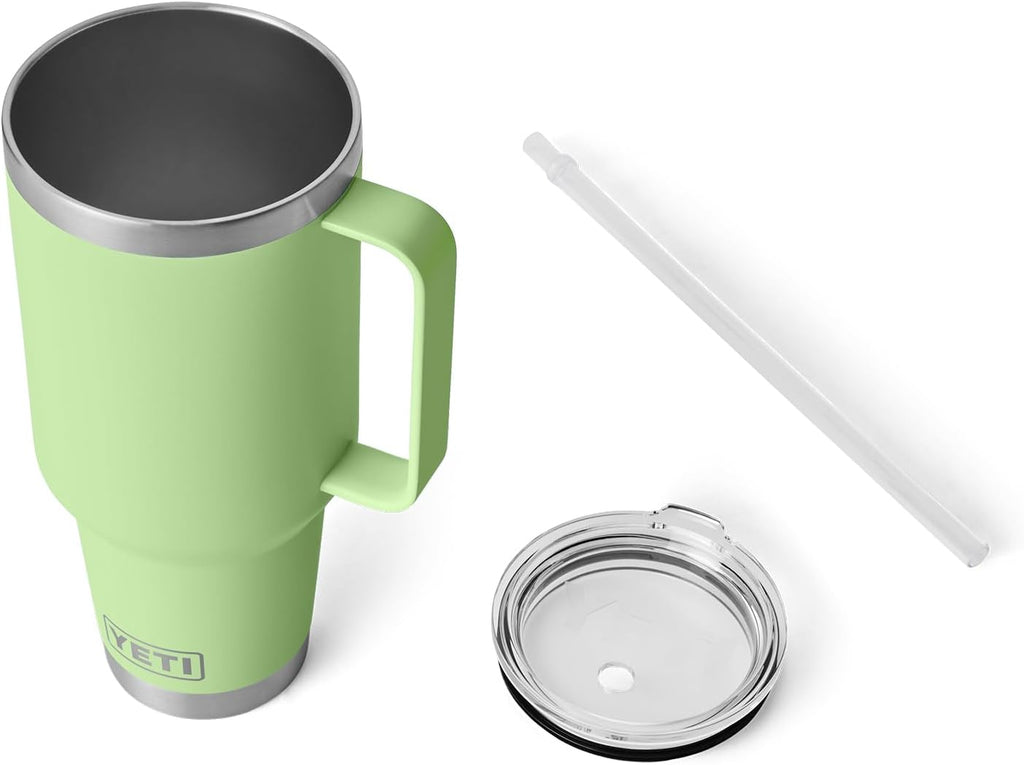 Rambler 42 Oz Tumbler with Handle and Straw Lid, Travel Mug Water Tumbler, Vacuum Insulated Cup with Handle, Stainless Steel, Key Lime
