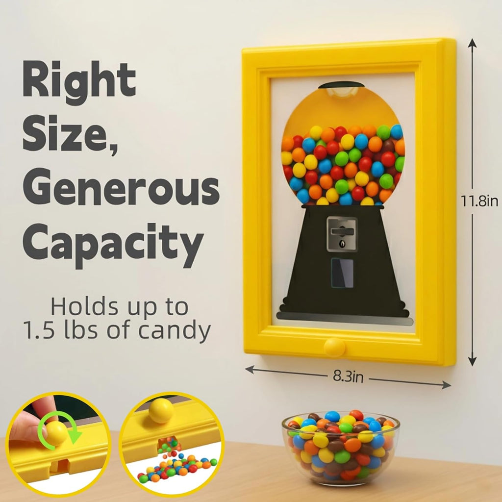 Herton Candy Dispenser, Rare Vintage the Handy Candy Frame - Hanging Candies Machine Art, Mini Wall Mount Gumball Machine, Snack Spinner Picture Frame Display, Hang on Wall or Stand on Table (Pink)
