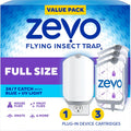 Flying Insect Trap & 3 Refill Cartridges - Plug in Fly Trap & Indoor Bug Catcher for Gnats, House & Fruit Flies - Blue & UV Light Technology, Mess-Free Alternative to Bug Zapper