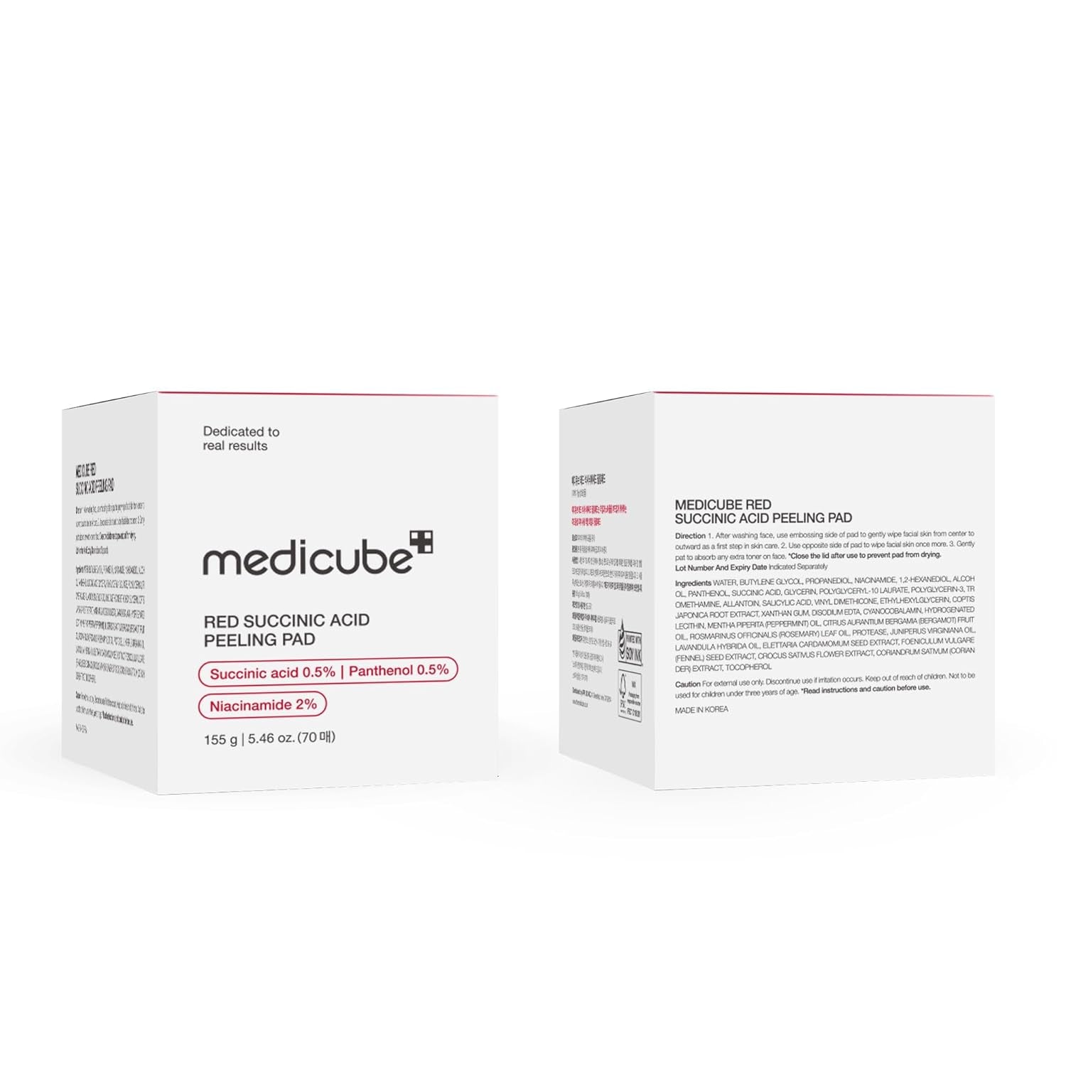 Toner Pads Red Succinic Acid Panthenol Facial Peeling Pad | Exfoliating Toner Pad for Breakout-Prone Skin | Niacinamide, AHA, BHA, and Soothing Panthenol - Non-Comedogenic, 70 Pads (1 Pack)